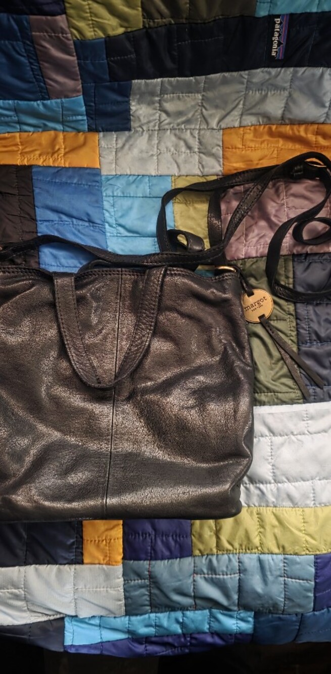 margot Black Leather Crossbody Shoulder Bag